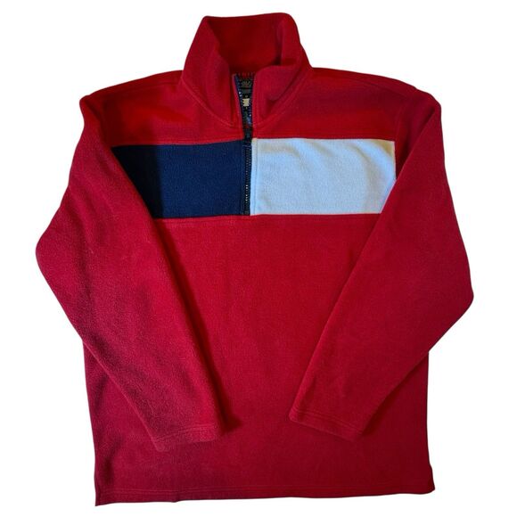 Tommy Jeans Color Block Fleece Quarter Zip Red Navy White Men’s L VTG 90s Y2K - Picture 1 of 16